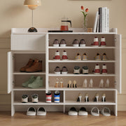 Shoe Cabinet Three-door Design Holds 15 Pairs Hollow Base 12cm Height Modern Storage Organizer